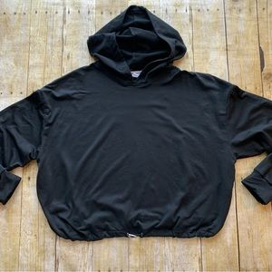 Charlotte Russe Black Drawstring Waist Cropped Hoodie